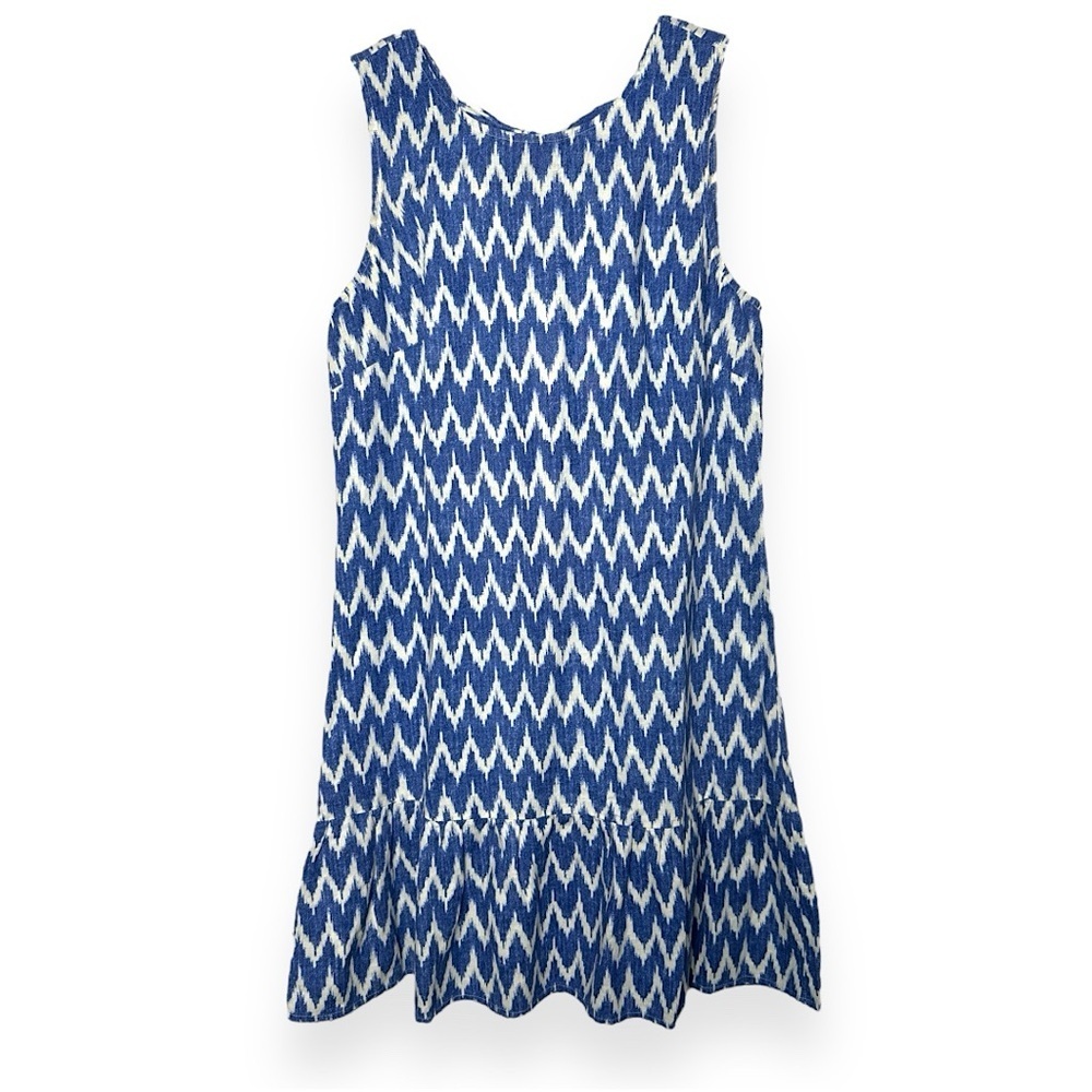 3/$20 💥 J.Crew Blue and White‎ Linen Cotton Blend A-Line Sleeveless Dress Small